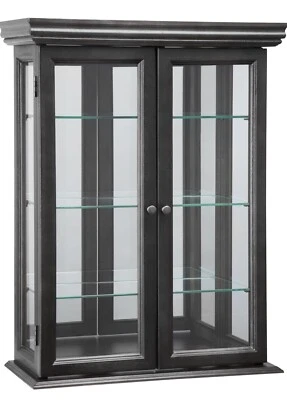 Design Toscano Country Tuscan Hardwood Wall Curio Cabinet: Ebony Black Finish - Image 1 of 4