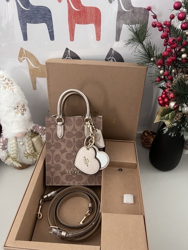 coach mini tote bag in scatola e specchio borsa charm set in tela firmato cx188