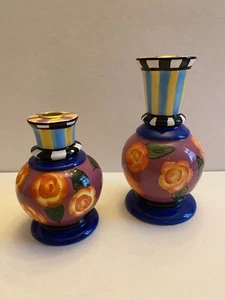 Wang's Glasierte Keramik - Paar Abstrakte Art Deco Kerzenständer Kerzenständer - Bild 1 von 7