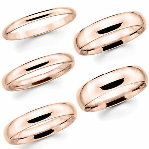 Solid 14K Rose Gold 2mm 3mm 4mm 5mm 6mm Comfort Fit MenWomen Wedding Band Ring