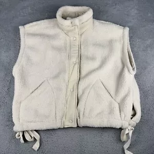 Free People Movement Scout It Out Fleece Vest Women’s XL Ivory Snap Winter Cozy - Picture 1 of 10