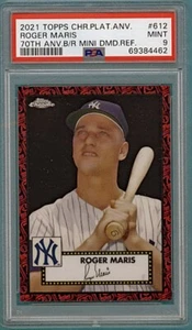 2021 Topps Chrome Platinum Anv Roger Maris 70th B/R Mini Dia. Ref. /5#612 PSA 9! - Picture 1 of 2