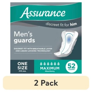 (2 pack) New Assurance Men's Guards, Maximum Absorbency (52 Count) - Picture 1 of 9