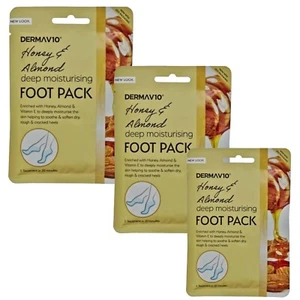 3x Máscara para pies Calcetines Máscara Miel y Almendra Hidratante para Tacones Secos Ásperos Crocked - Imagen 1 de 11