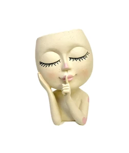 Girls Face Head Flower Planter Succulent Plant Container Pot Flowerpot - Picture 1 of 13