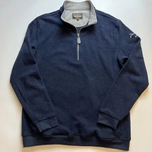 Straight Down Golf Pullover Sweater Navy 1/4 Zip Mens Medium Montage Big Sky USA - Picture 1 of 7