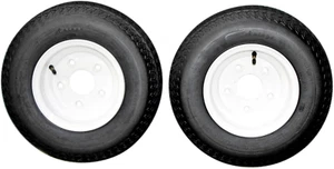 Tire and Wheel Trailer Tires 480-8 4.80-8 4.80X8 4.8-8 with 8" White 5 Lug Rims, - Picture 1 of 12