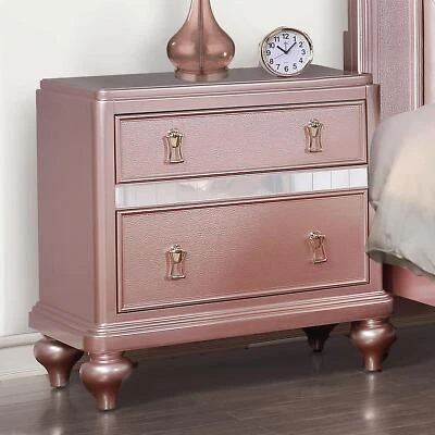 Тумбочка Furniture of America Appell из массива дерева 2 ящика розовое золото - Изображение 1 из 4