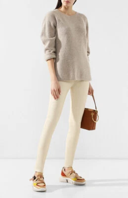 SUÉTER VINCE MUJER JERSEY CUELLO REDONDO JASPEADO RAGLÁN EN CACHEMIR/SEDA natural S Foto 1 de 4