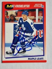 1991-92 Score MIKE KRUSHELNYSKI Signed Card #33