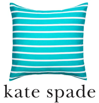 KATE SPADE Harbor Stripe EURO SHAM 26" x 26" Turquoise White Cotton NEW  - Image 1 of 3