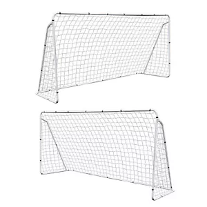 2 PIEZAS 12 x 6 pies objetivos de fútbol para patio trasero red de fútbol resistente a la intemperie blanca - Imagen 1 de 10