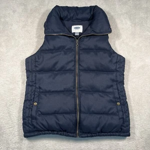 Old Navy Frost Free Puffer Vest Textured Navy Blue Men's Small Fleece Lined - Picture 1 of 7