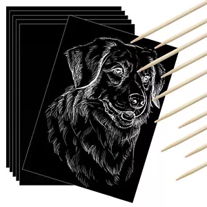200 Pcs Scratch Off Paper Black Coated Scratchboard for Kids Crafts Kits - Picture 1 of 7
