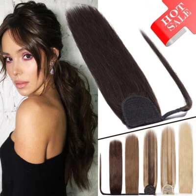 THICK Ponytail Clip in 100% Remy Human Remy Hair Pony Tail Piece Extensions Weft - Image 1 of 4