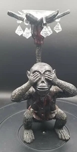 Resin See No Evil Monkey Palm Tree Candle Holder Stick w/Bobeche Wax Catcher - Picture 1 of 11