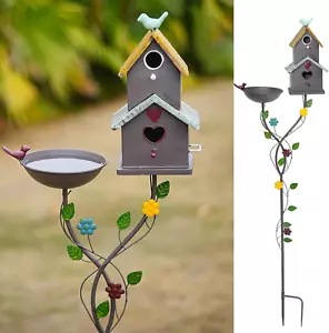 60.6" H Bird Baths for Outdoors,Metal Bird Bath Bowl,Birdhouses for Outdoors wit - Picture 1 of 12