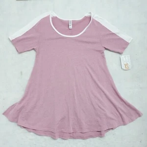 Lularoe T-Shirt Top Women Size XS Pink Short Sleeve Pullover Pleated Round Neck - Picture 1 of 9