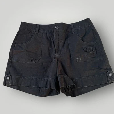 Gloria Vanderbilt Womens Black Cargo Shorts Sz14 Stretch Classic Casual Utility - Image 1 of 4