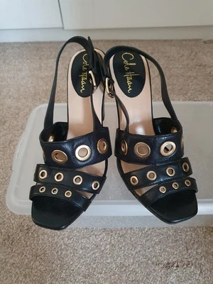 Woman Cole Haan Black Leather Heeled Slingbacks Size 3 - Image 1 of 4