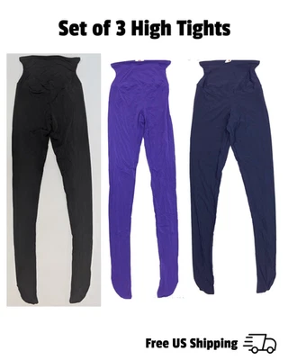 Juego de 3 mallas altas para mujer Yummie Tummie X-pequeñas negras púrpura azules Foto 1 de 4