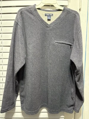 Men’s Cherokee Gray V Neck Pullover Size Medium, soft Fleece Shirt w/ Zip Pocket - Image 1 of 4