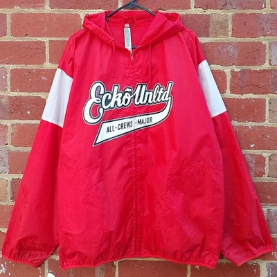 Vintage Y2K ECKO UNLTD 72 Mens Red Windcheater Hoodie Zip Jacket - Size Large - Image 1 of 4