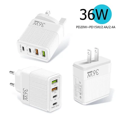 4 Port Fast Quick Charge QC 3.0 USB Hub Wall Home Charger Power Adapter Plug - Image 1 of 4