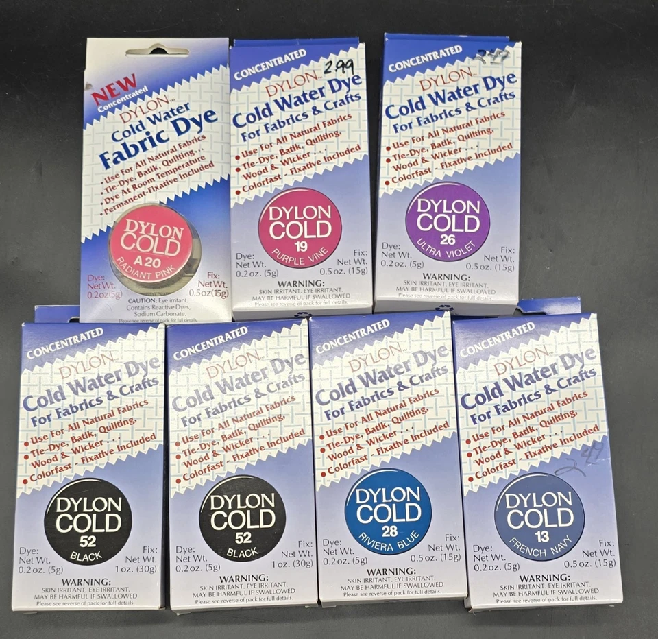 Lote De 7 Tintes Dylon Agua Fría Telas Y Artesanales De Colección Nuevo Antiguo Stock Negro  Foto 1 de 3