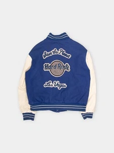80s Hard Rock Blue Varsity Jacket XL Vintage - Picture 1 of 9