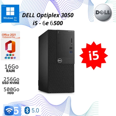 💻 Dell Optiplex 3040 i5-6500 16Go RAM SSD 256Go+HDD 500Go Win11 Pro Office 2021 - Image 1 of 4