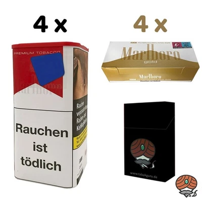 Marlboro Rot Tabak XL Dose 4x 155g, Marlboro Gold Filterhülsen, Zubehör - Bild 1 von 4