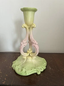 Vintage Kitsch Ceramic Candlestick, Lovely Soft Pastel Colours, 17cm Tall - Picture 1 of 4