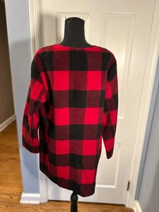 TALBOTS Buffalo Plaid Red/Black Double Face Topper Wool Coat 1X - Picture 1 of 10
