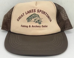 Vintage Great Lakes Sportsmen Fishing & Archery Outlet Trucker Hat Mesh SnapBack - Picture 1 of 16