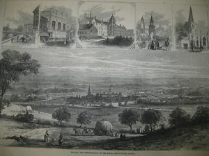 Old 1874 Bedford London Royal Agricultural Society Antique Wood Engraving PRINT - Picture 1 of 5