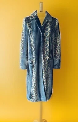 Free People Faux Fur Leopard Animal Print Long Coat Duster Sz M - Image 1 of 4
