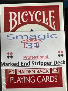 Markiertes Deckende geschnittenes Stripperdeck, rotes Mädchen mit dem Fahrrad. Kostenloser Versand - Bild 1 von 2