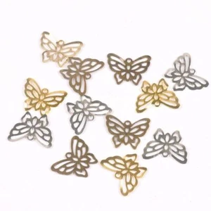 Butterfly Filigree Wraps Connectors - 21x17mm Metal Flower Jewelry Making 50pcs - Picture 1 of 16