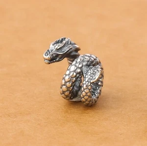 Serpente d'acqua - Serpente - Mostro marino - Argento sterling 925 solido - Perla ciondolo europea - Foto 1 di 5