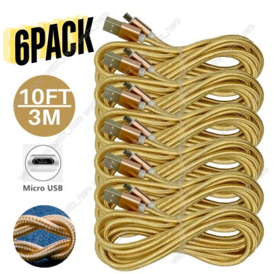 Lote de cable micro USB largo cargador rápido cable de sincronización de datos de 10 pies para Samsung Android LG Foto 1 de 4