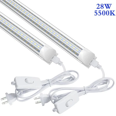 T8 28W LED Tube Lights 2FT D-Shaped 5000K Closet Utility LED Shop light Fixtures - Image 1 of 4