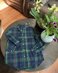 NWT RALPH LAUREN B POLO Green Kids Plaid Cotton Poplin Shirt Size L(14-16) - Picture 1 of 12