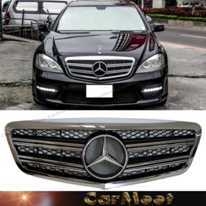 For BZ 10-13 W221 S-Sedan C-C Look Front Frame Grille Chrome Gloss Black Color - Bild 1 von 3