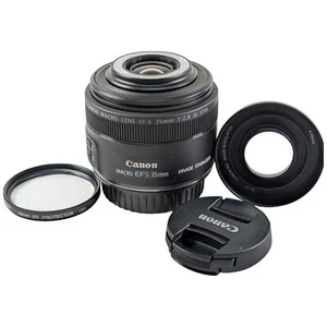 Canon EF-S 35mm f2.8 Macro IS STM Lens NICE w/ Original Hood ES-27 Ring Light ✅ - Picture 1 of 10