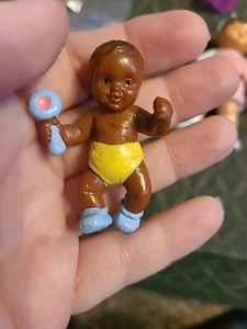 1988 Bully Vintage W. Germany BABY BOY Figure Diaper Blue Toy African American - Picture 1 of 4