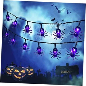 Solar String Lights, 2Pack 30 LED 20ft Purple Spider Lights with 8 2PACK Spider - Picture 1 of 7