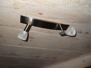 Fischer Leuchten Strahler Edelstahl 2 flammig, Lampenschirme Glas weiß/matt Top - Bild 1 von 6