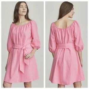Elizabeth & James Kleid XS rosa selbstbinden Puff Ballonärmel Barbiecore Boho - Bild 1 von 11