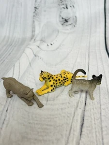 Wild Cats Miniature Pet Figures Lot Of 3 Realistic Animals Cheetah Leopard Kitty - Picture 1 of 5